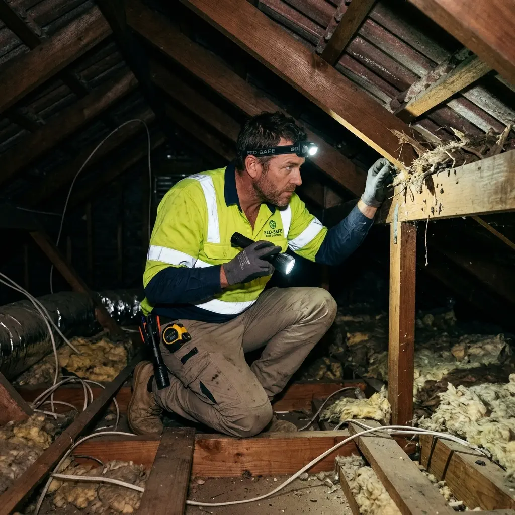 Technician inspecting a Burnley subfloor void for a deceased cat